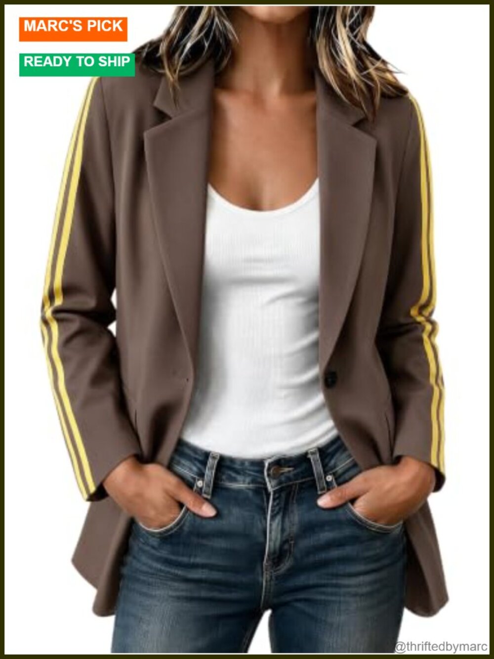 Color Block Blazer Business Casual Oversized Suit Jacket